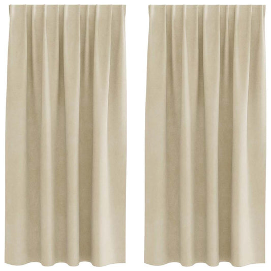 Vorhänge mit Vorhängen 2 pcs Creme 140 x 175 cm Samt