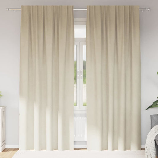 Vorhänge mit Vorhängen 2 pcs Creme 140 x 225 cm Samt