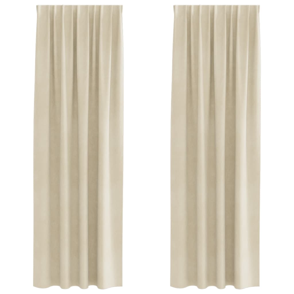Vorhänge mit Vorhängen 2 pcs Creme 140 x 245 cm Samt