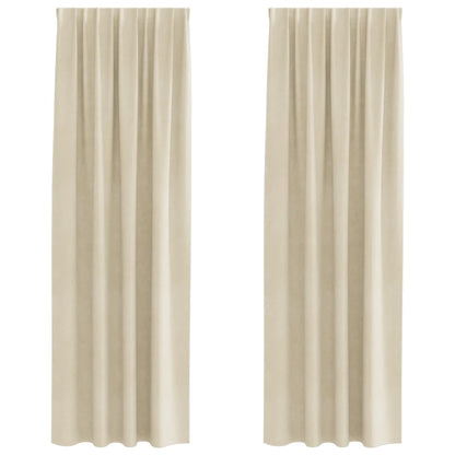 Vorhänge mit Vorhängen 2 pcs Creme 140 x 245 cm Samt