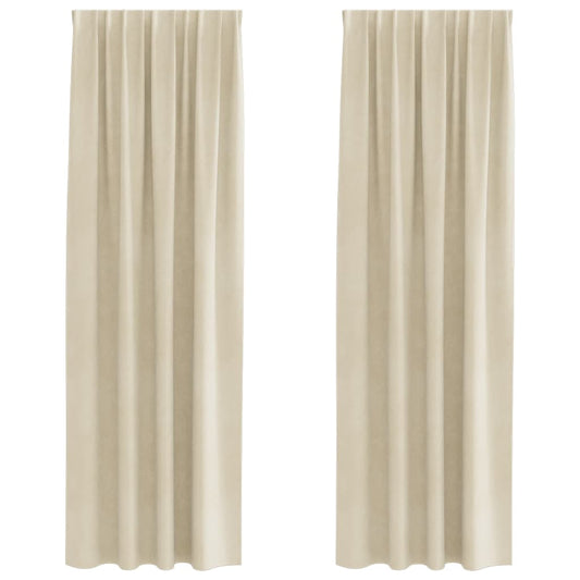 Vorhänge mit Vorhängen 2 pcs Creme 140 x 245 cm Samt