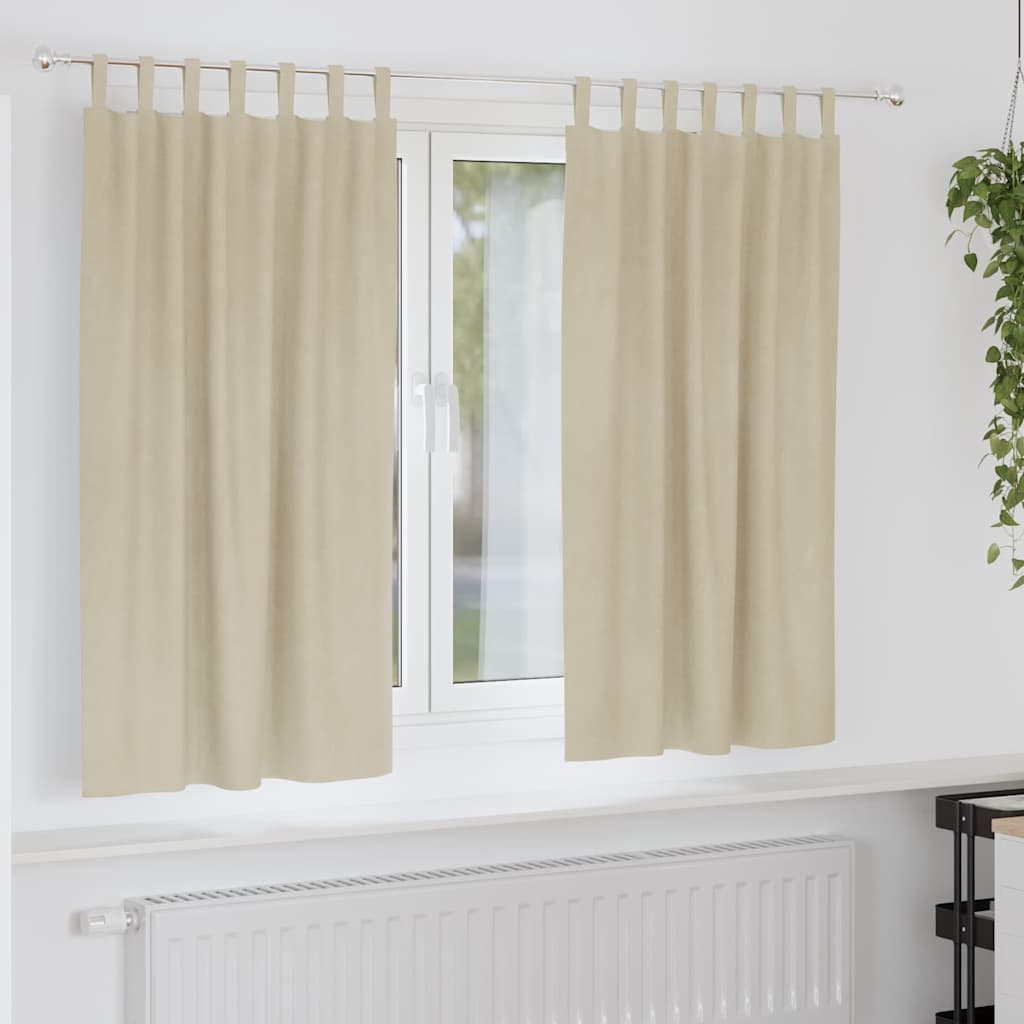 Vorhänge mit Vorhängen 2 pcs Creme 140 x 175 cm Samt