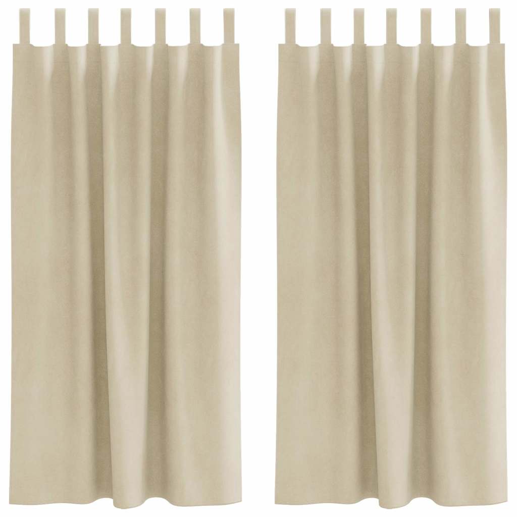 Vorhänge mit Vorhängen 2 pcs Creme 140 x 175 cm Samt
