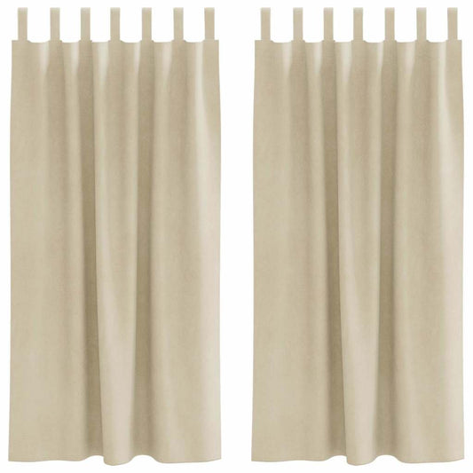 Vorhänge mit Vorhängen 2 pcs Creme 140 x 175 cm Samt