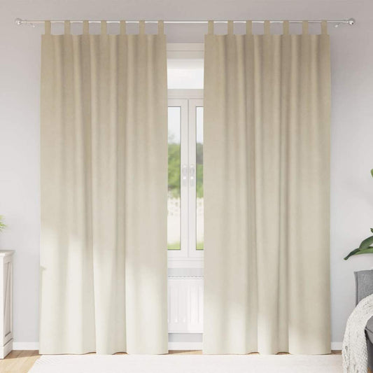 Vorhänge mit Vorhängen 2 pcs Creme 140 x 225 cm Samt