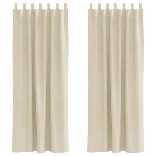 Vorhänge mit Vorhängen 2 pcs Creme 140 x 225 cm Samt
