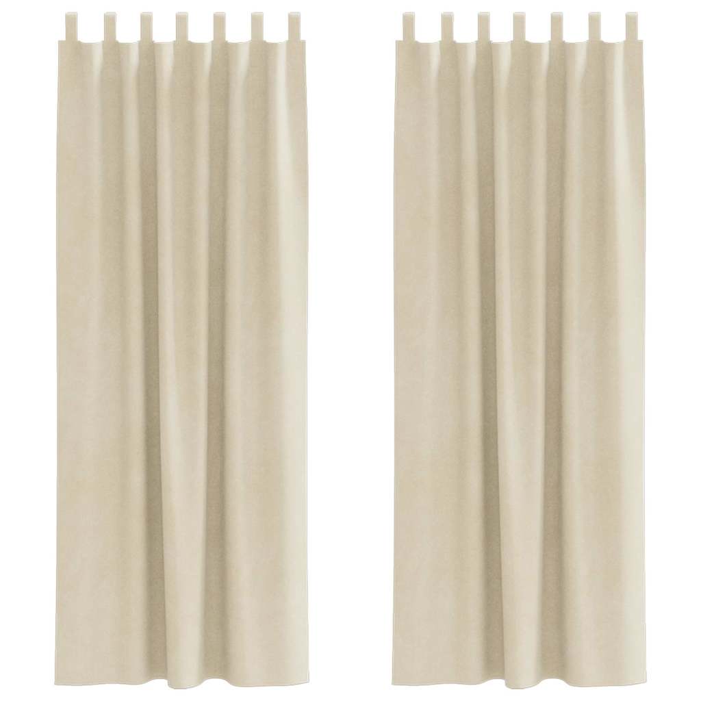 Vorhänge mit Vorhängen 2 pcs Creme 140 x 245 cm Samt