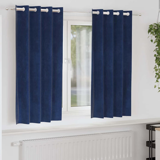 Vorhänge mit Vorhängen 2 pcs Dunkelblau 140 x 175 cm Samt