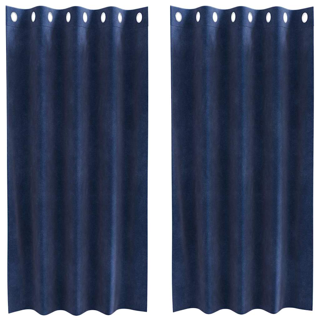Vorhänge mit Vorhängen 2 pcs Dunkelblau 140 x 175 cm Samt