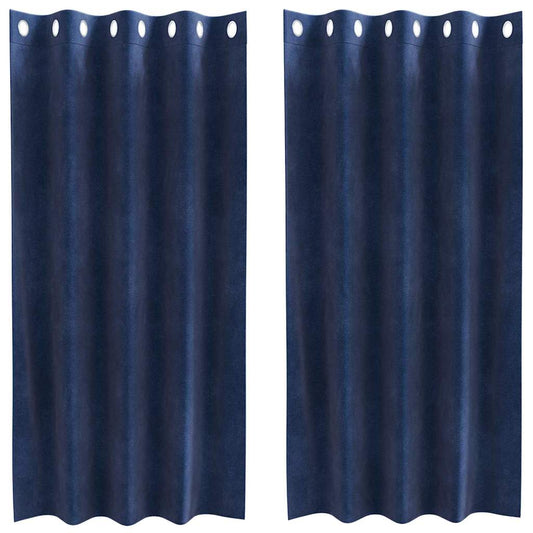Vorhänge mit Vorhängen 2 pcs Dunkelblau 140 x 175 cm Samt