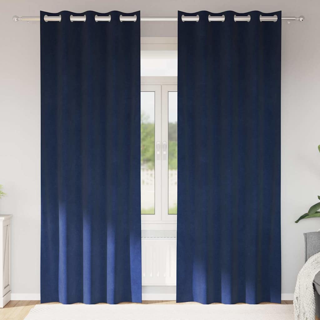 Vorhänge mit Vorhängen 2 pcs Dunkelblau 140 x 245 cm Samt