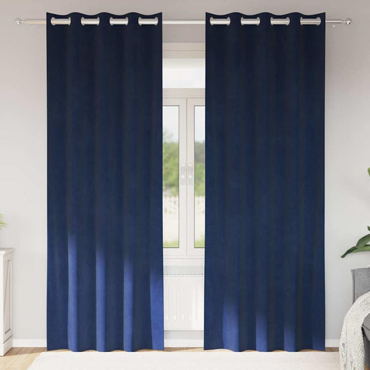 Vorhänge mit Vorhängen 2 pcs Dunkelblau 140 x 245 cm Samt