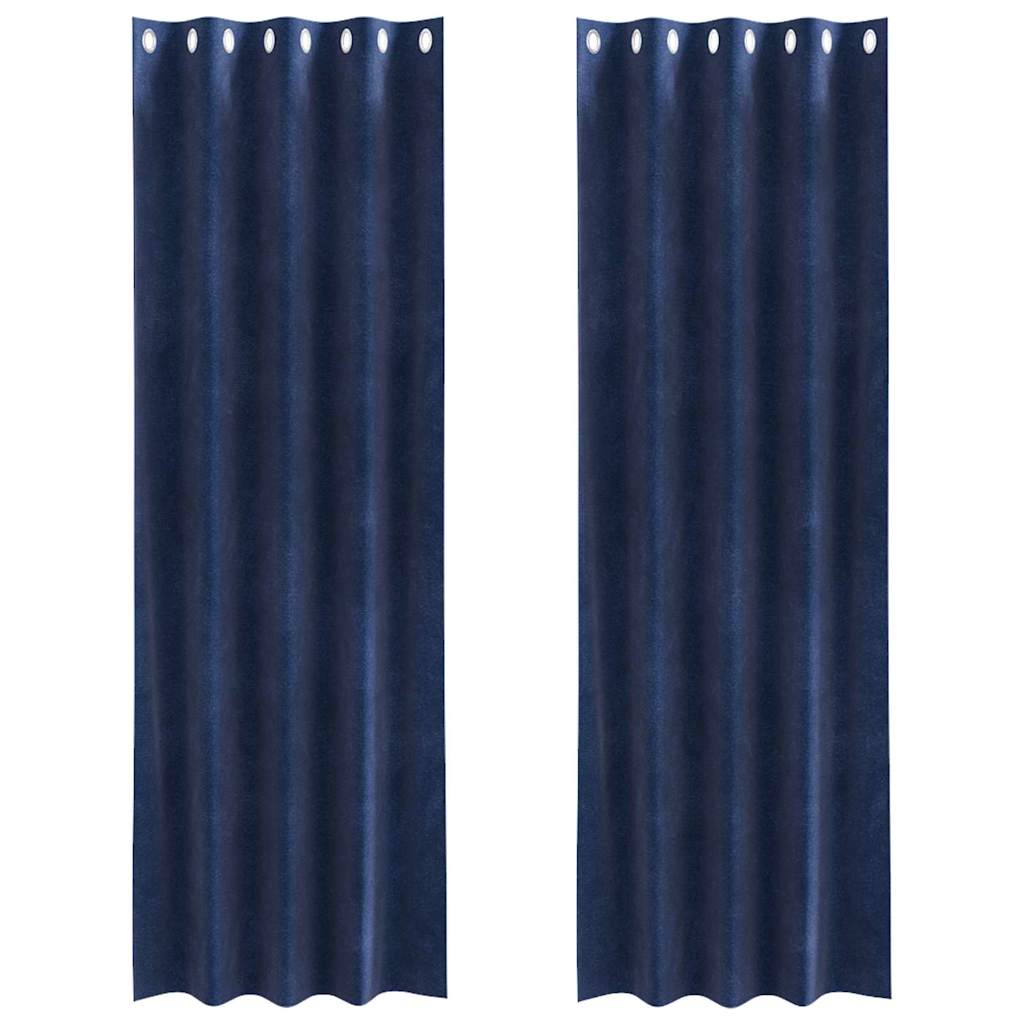 Vorhänge mit Vorhängen 2 pcs Dunkelblau 140 x 245 cm Samt