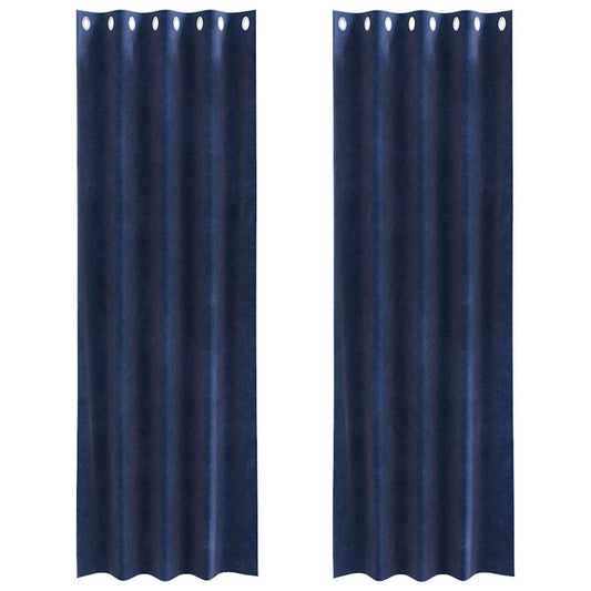 Vorhänge mit Vorhängen 2 pcs Dunkelblau 140 x 245 cm Samt