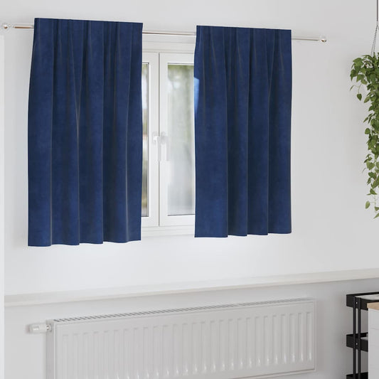 Vorhänge mit Vorhängen 2 pcs Dunkelblau 140 x 140 cm Samt