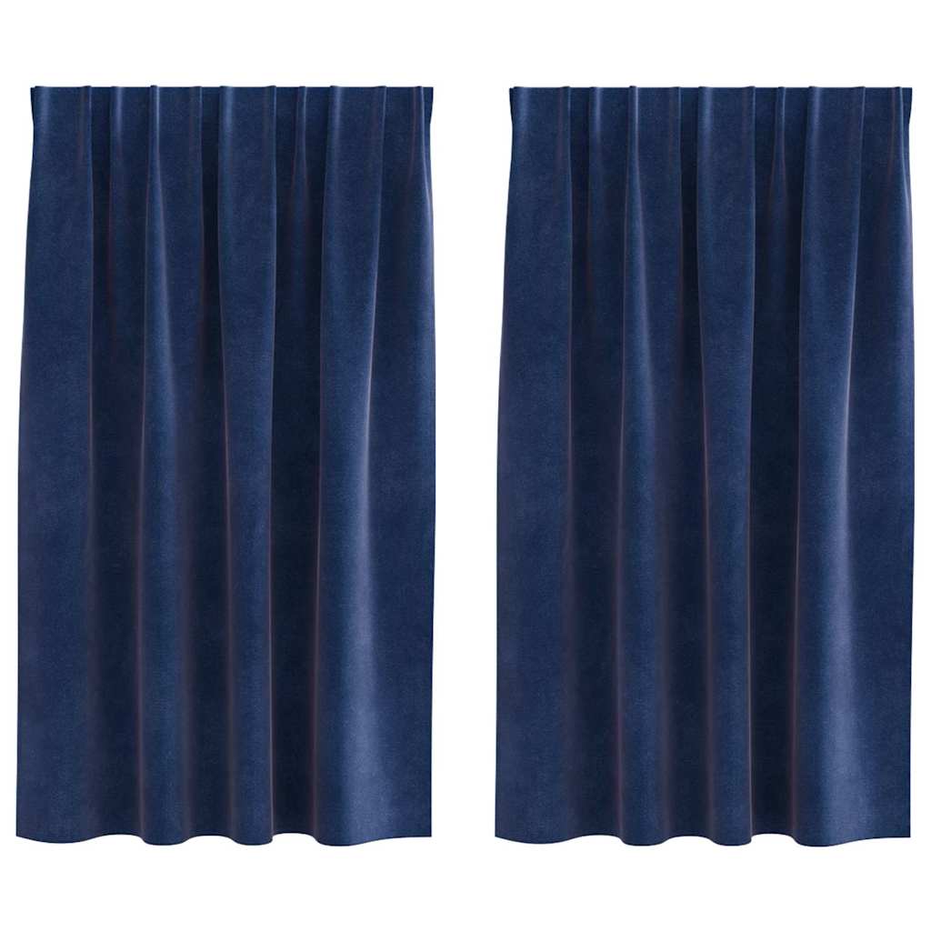 Vorhänge mit Vorhängen 2 pcs Dunkelblau 140 x 140 cm Samt