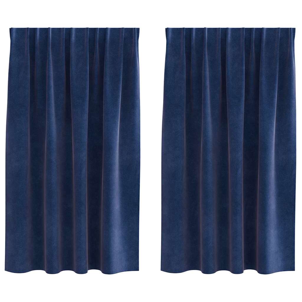 Vorhänge mit Vorhängen 2 pcs Dunkelblau 140 x 175 cm Samt