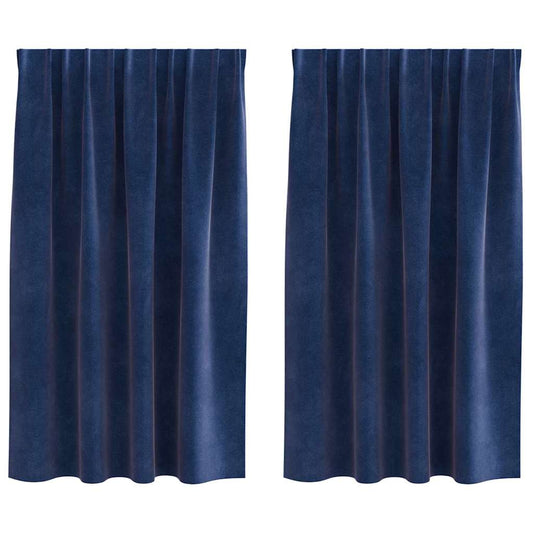 Vorhänge mit Vorhängen 2 pcs Dunkelblau 140 x 175 cm Samt