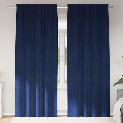 Vorhänge mit Vorhängen 2 pcs Dunkelblau 140 x 260 cm Samt