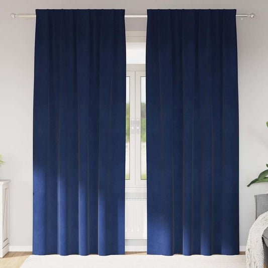 Vorhänge mit Vorhängen 2 pcs Dunkelblau 140 x 260 cm Samt