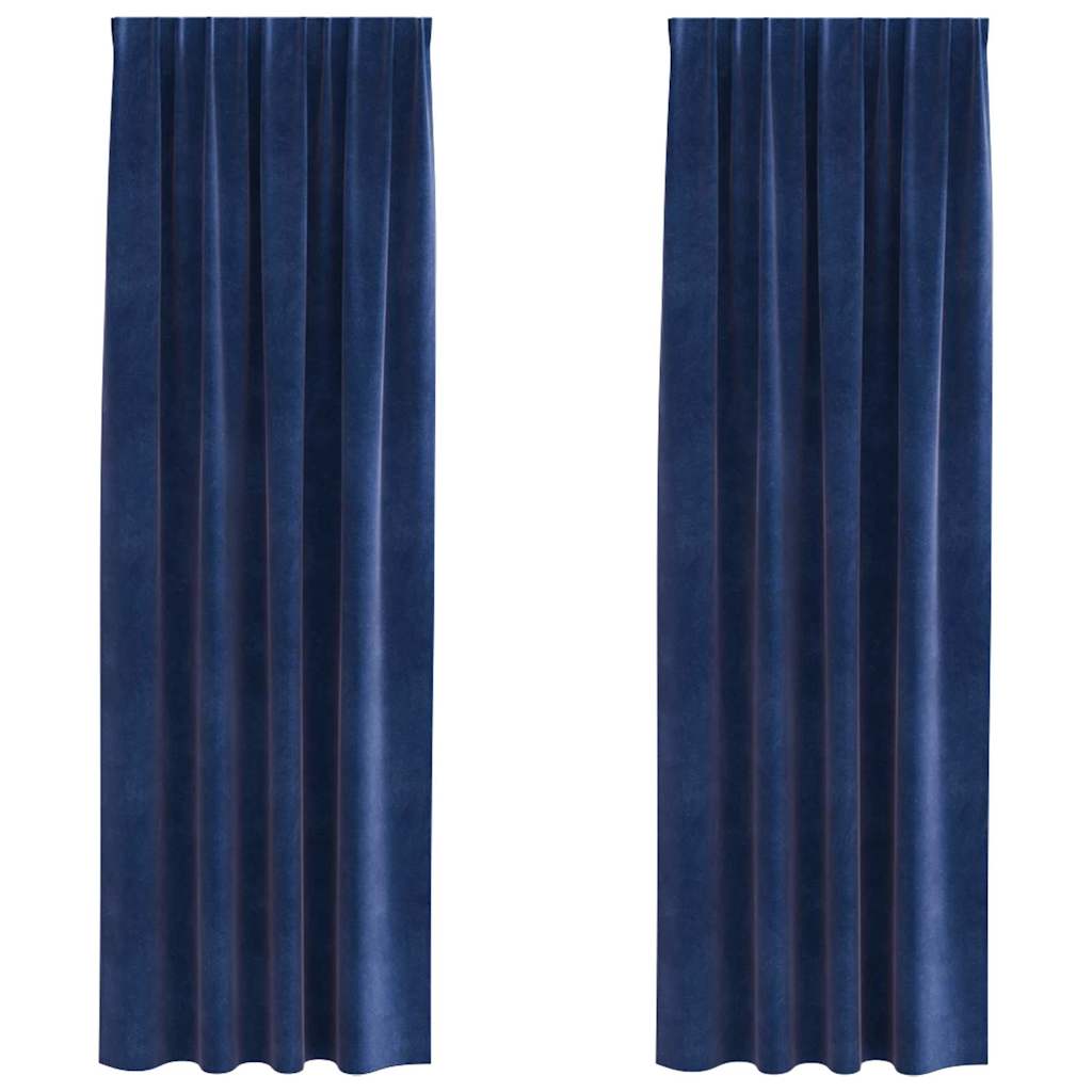 Vorhänge mit Vorhängen 2 pcs Dunkelblau 140 x 260 cm Samt
