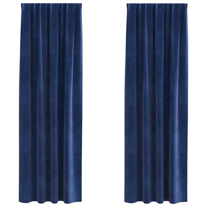 Vorhänge mit Vorhängen 2 pcs Dunkelblau 140 x 260 cm Samt