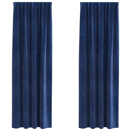 Vorhänge mit Vorhängen 2 pcs Dunkelblau 140 x 260 cm Samt