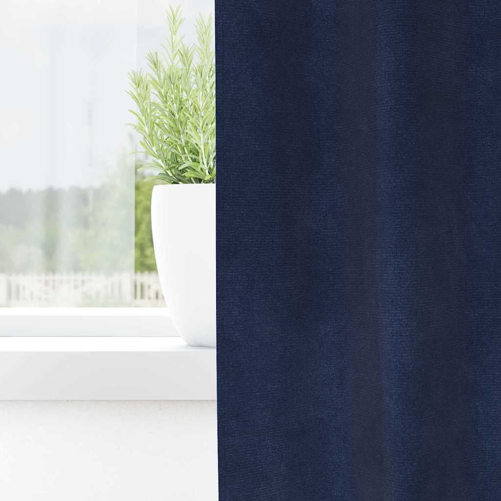 Vorhänge mit Vorhängen 2 pcs Dunkelblau 140 x 175 cm Samt