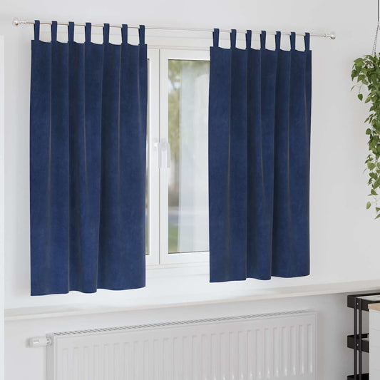 Vorhänge mit Vorhängen 2 pcs Dunkelblau 140 x 175 cm Samt