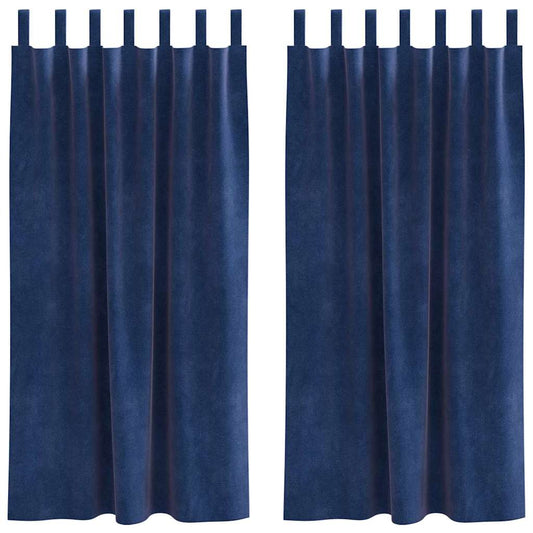 Vorhänge mit Vorhängen 2 pcs Dunkelblau 140 x 175 cm Samt
