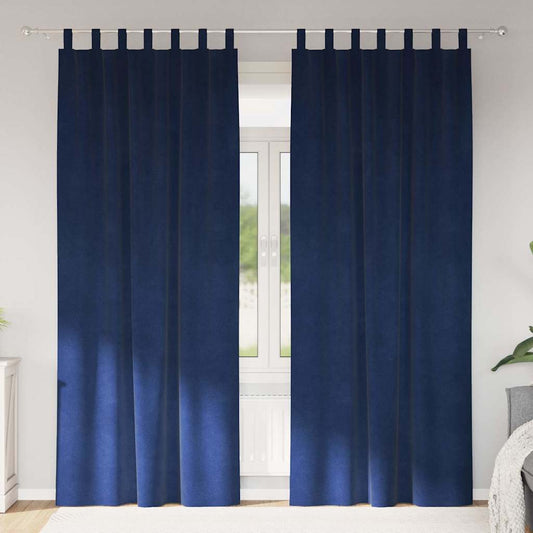 Vorhänge mit Vorhängen 2 pcs Dunkelblau 140 x 245 cm Samt