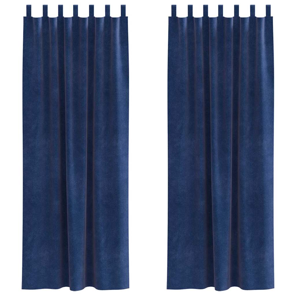 Vorhänge mit Vorhängen 2 pcs Dunkelblau 140 x 245 cm Samt