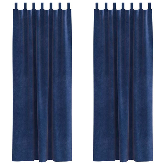 Vorhänge mit Vorhängen 2 pcs Dunkelblau 140 x 245 cm Samt