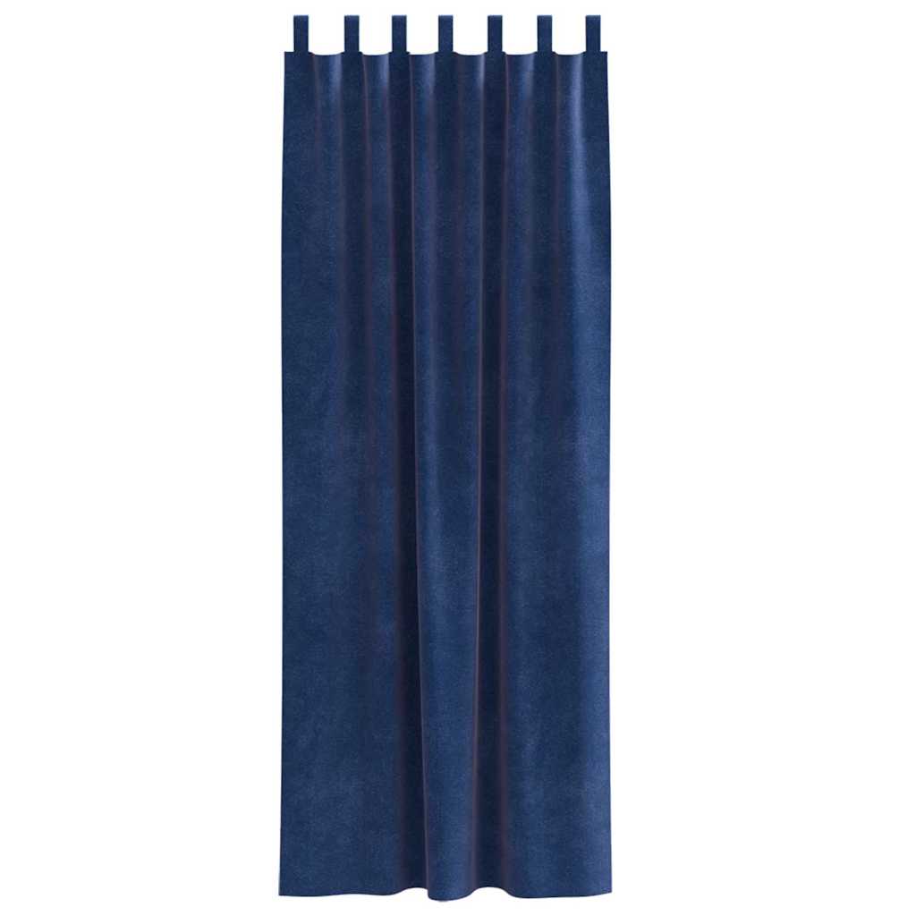 Vorhänge mit Vorhängen 2 pcs Dunkelblau 140 x 245 cm Samt