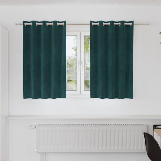Vorhänge mit Vorhängen 2 pcs Dunkelgrün 140 x 140 cm Samt