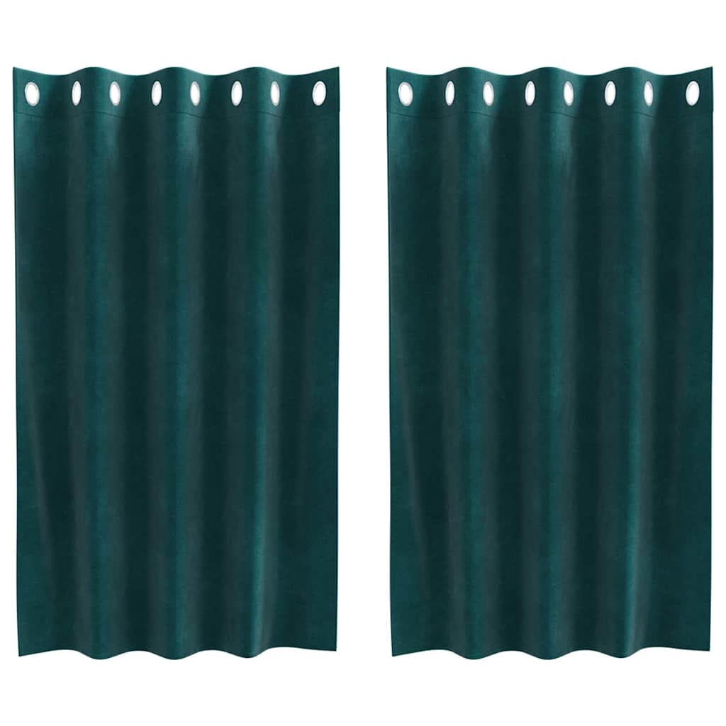 Vorhänge mit Vorhängen 2 pcs Dunkelgrün 140 x 140 cm Samt