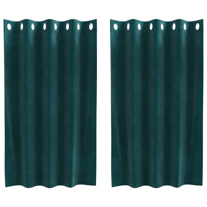 Vorhänge mit Vorhängen 2 pcs Dunkelgrün 140 x 140 cm Samt