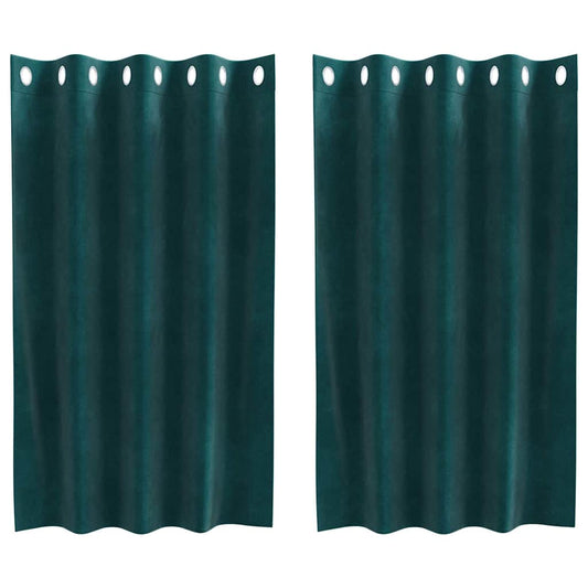 Vorhänge mit Vorhängen 2 pcs Dunkelgrün 140 x 140 cm Samt