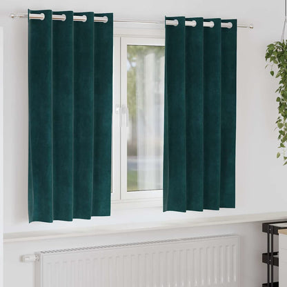 Vorhänge mit Vorhängen 2 pcs Dunkelgrün 140 x 175 cm Samt