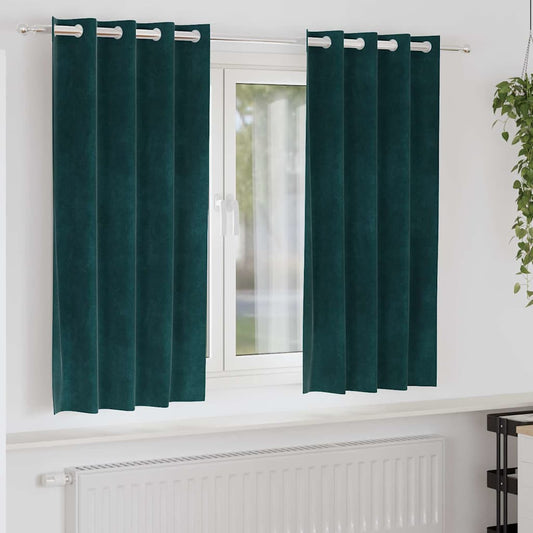 Vorhänge mit Vorhängen 2 pcs Dunkelgrün 140 x 175 cm Samt