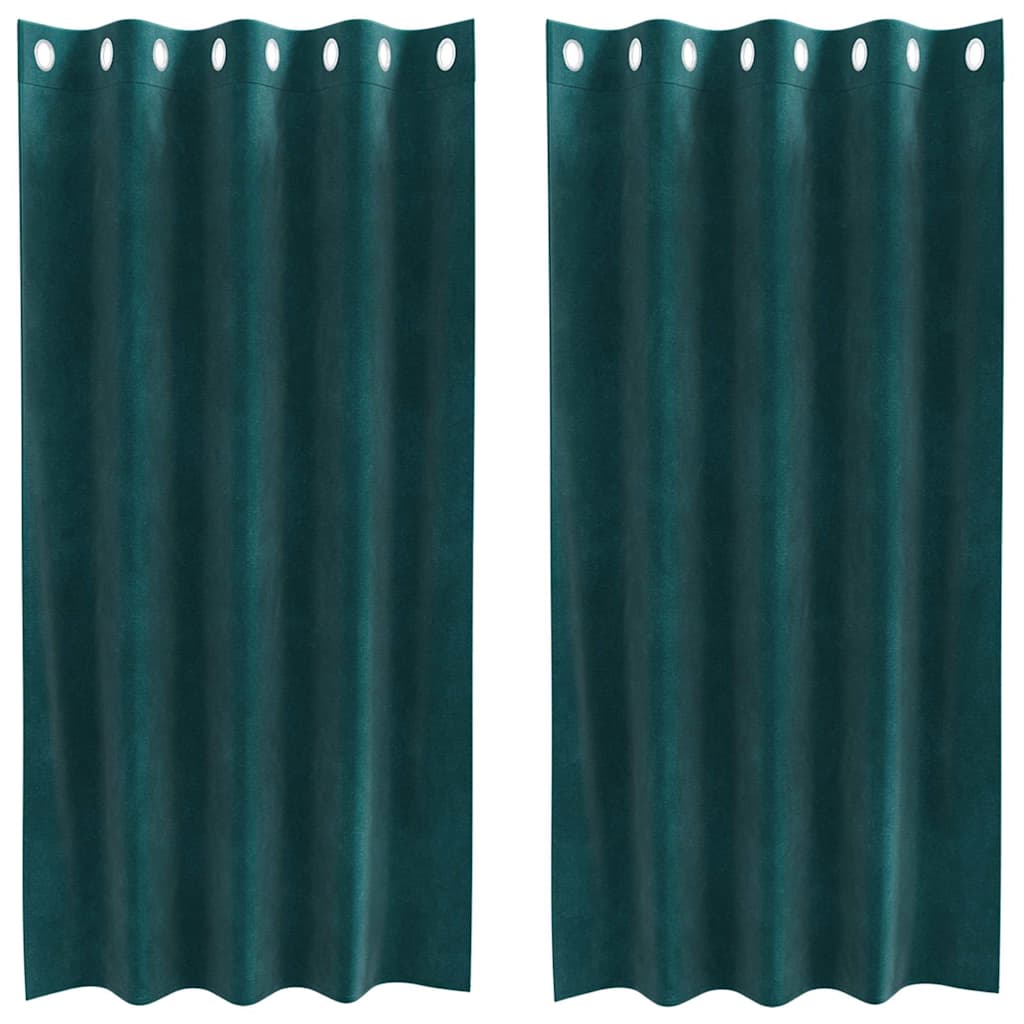 Vorhänge mit Vorhängen 2 pcs Dunkelgrün 140 x 175 cm Samt