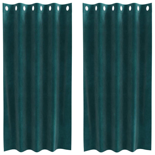 Vorhänge mit Vorhängen 2 pcs Dunkelgrün 140 x 175 cm Samt
