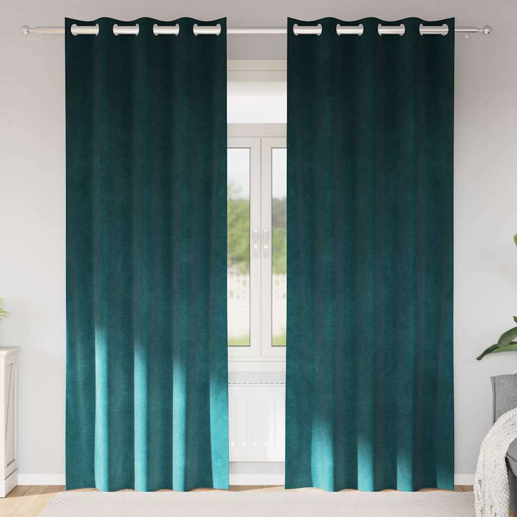 Vorhänge mit Vorhängen 2 pcs Dunkelgrün 140 x 225 cm Samt