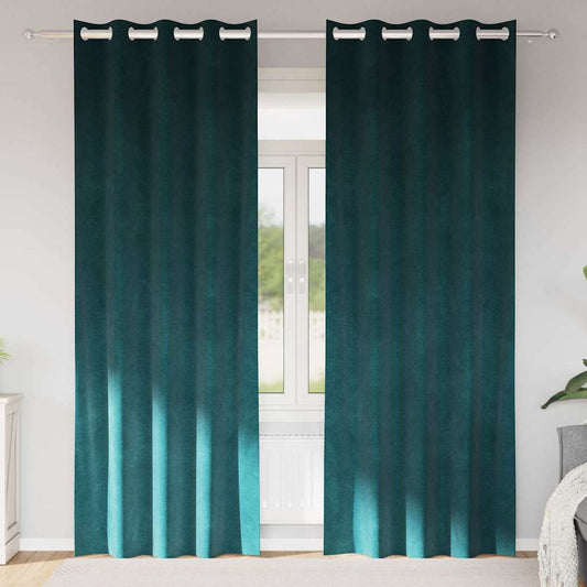 Vorhänge mit Vorhängen 2 pcs Dunkelgrün 140 x 225 cm Samt