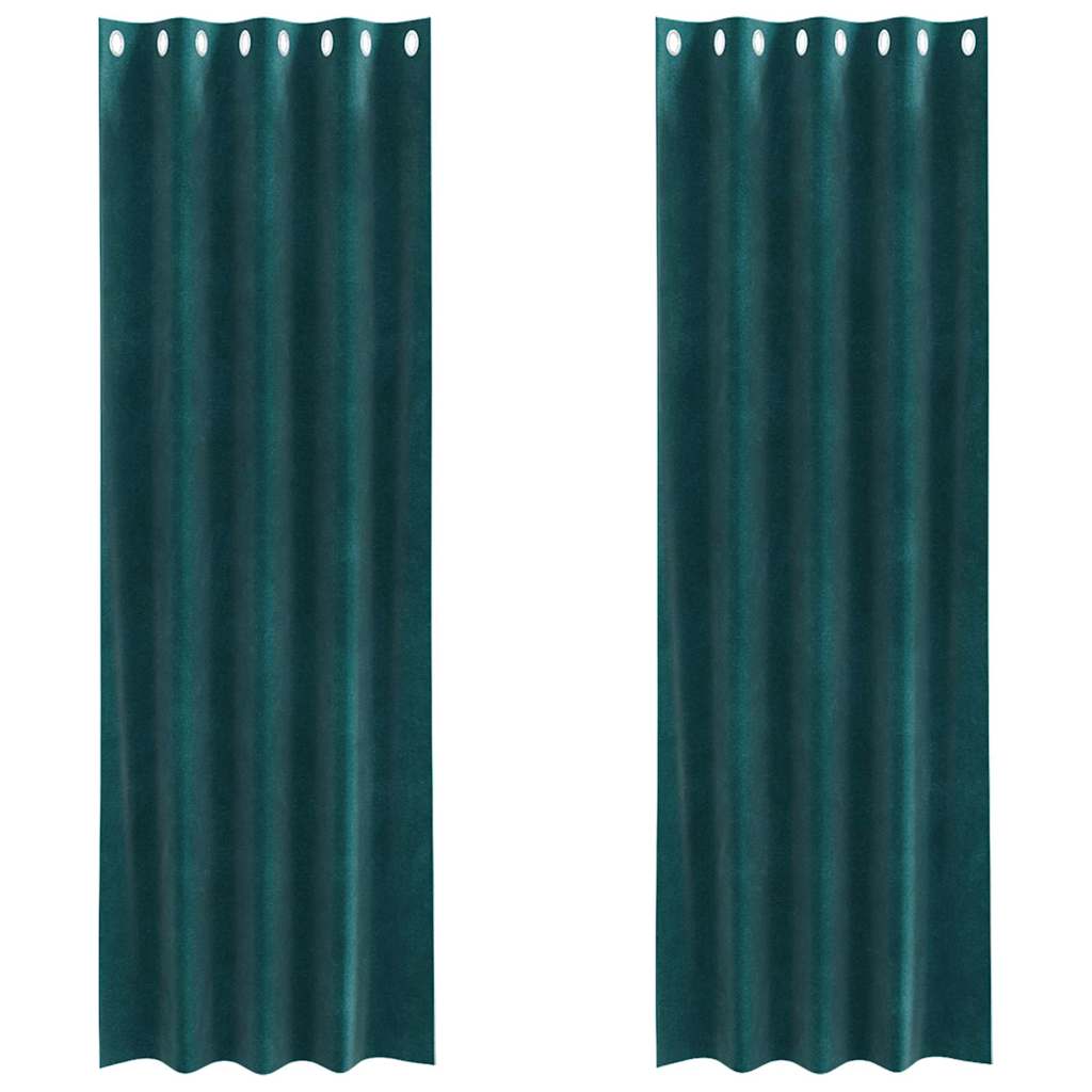 Vorhänge mit Vorhängen 2 pcs Dunkelgrün 140 x 225 cm Samt