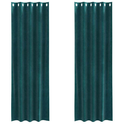 Vorhänge mit Vorhängen 2 pcs Dunkelgrün 140 x 225 cm Samt