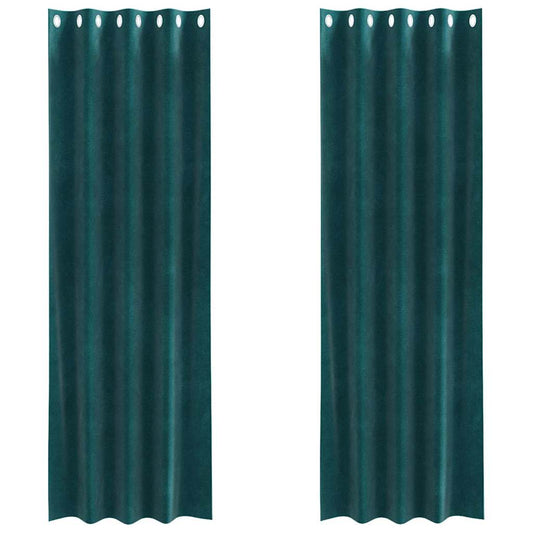 Vorhänge mit Vorhängen 2 pcs Dunkelgrün 140 x 225 cm Samt