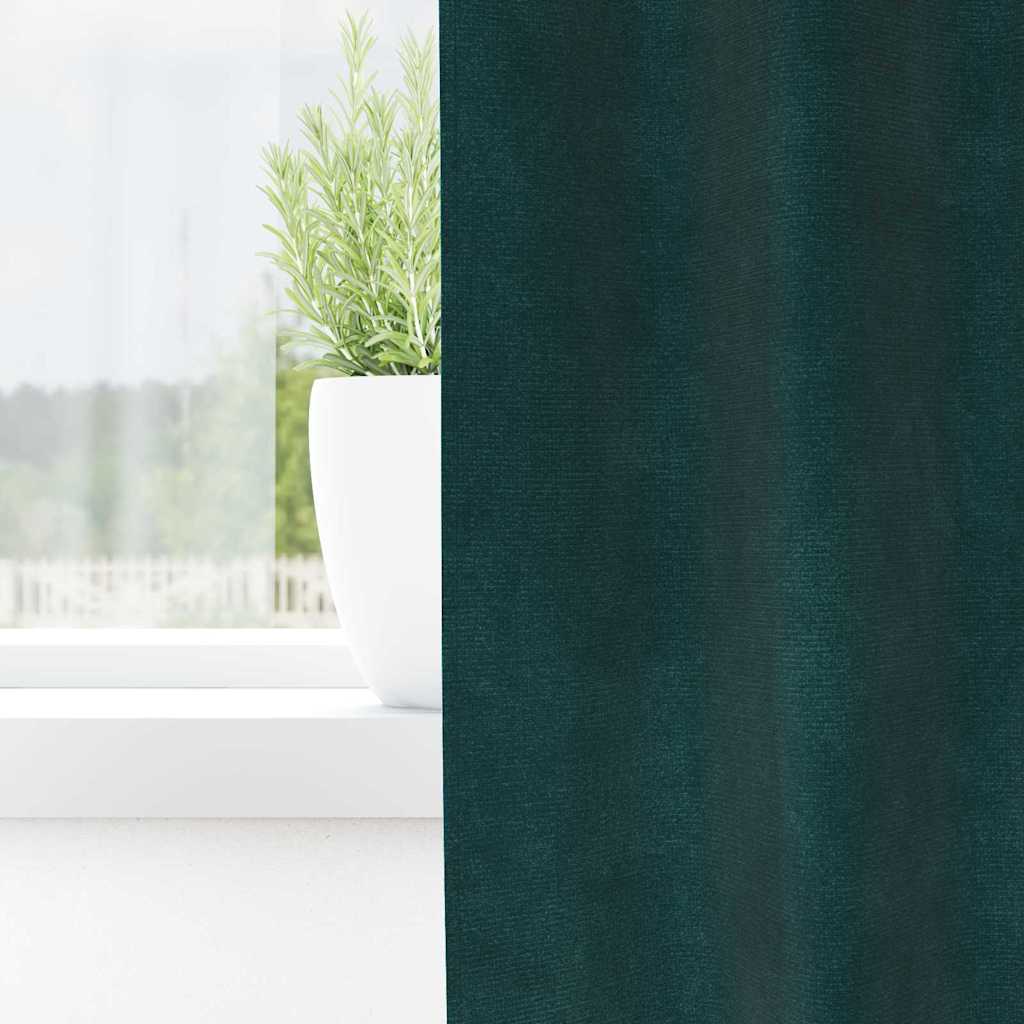 Vorhänge mit Vorhängen 2 pcs Dunkelgrün 140 x 260 cm Samt