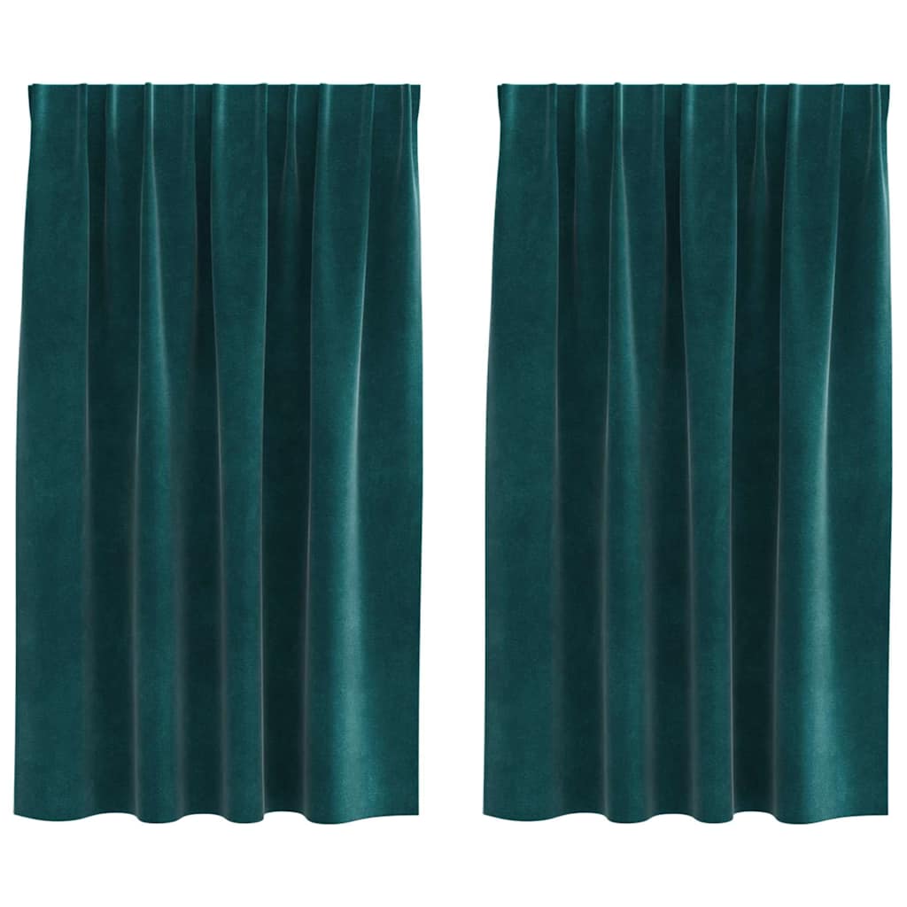 Vorhänge mit Vorhängen 2 pcs Dunkelgrün 140 x 140 cm Samt