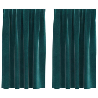 Vorhänge mit Vorhängen 2 pcs Dunkelgrün 140 x 140 cm Samt